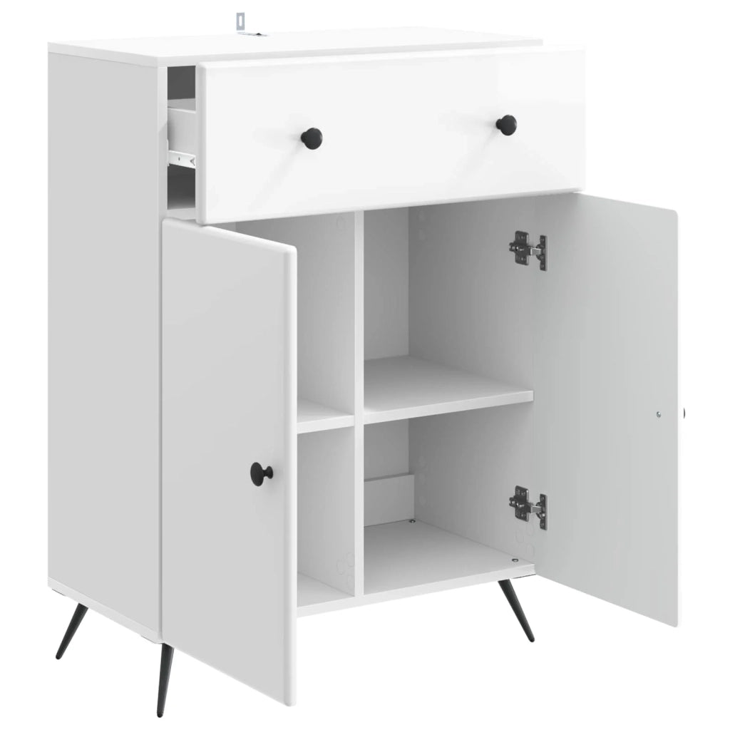 Credenza Bianco Lucido 66 x 34,5 x 90 cm Legno ingegnerizzato