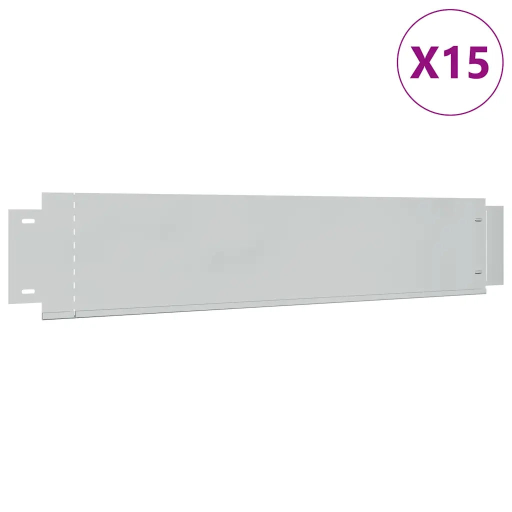 Pannelli Recinzione per Prato 15 pz Acciaio Zincato 100x20 cm 274903