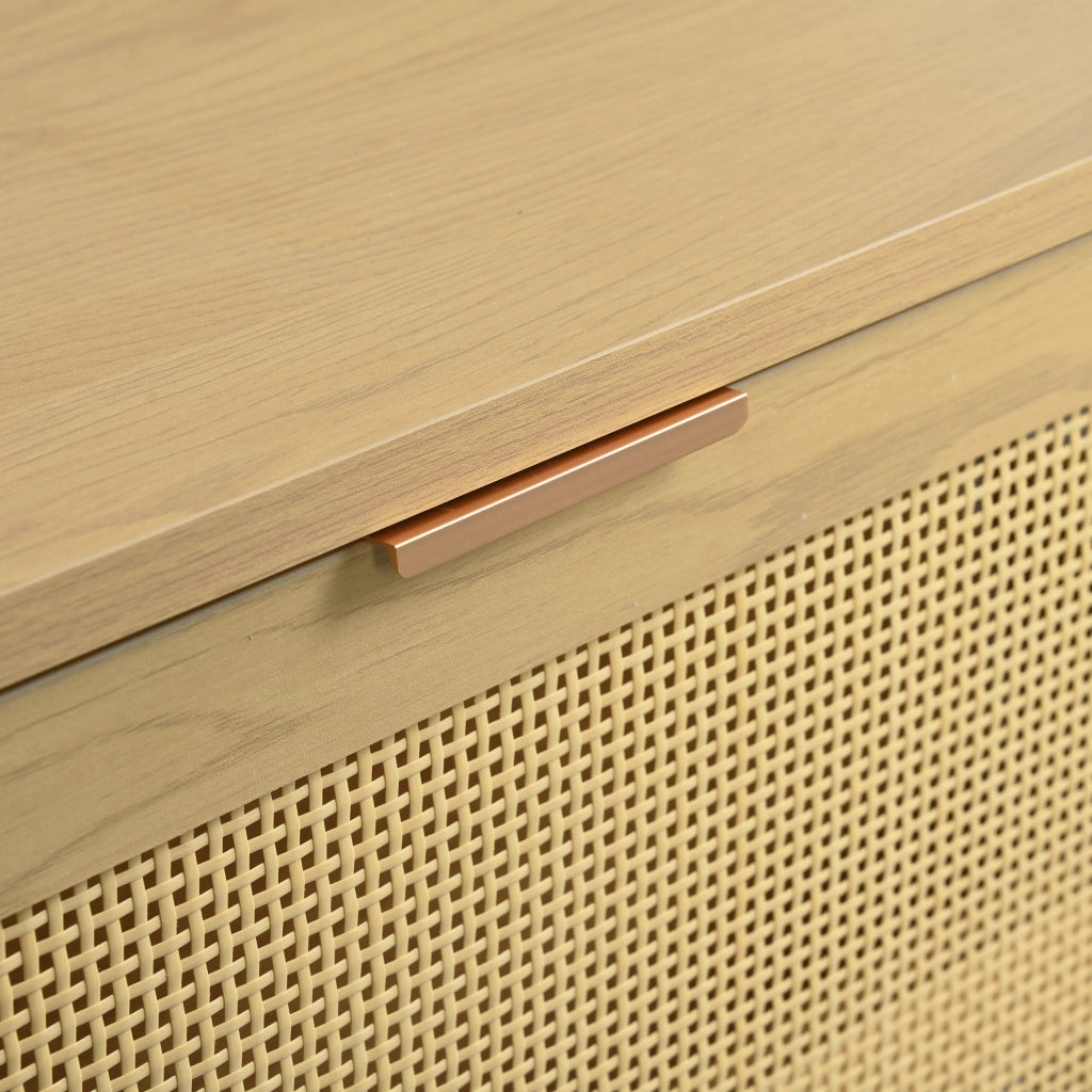 Com¨° con 6 cassetti in stile r¨¦tro, credenza in truciolare e legno massello, colore noce, 120x76,5x40 cm