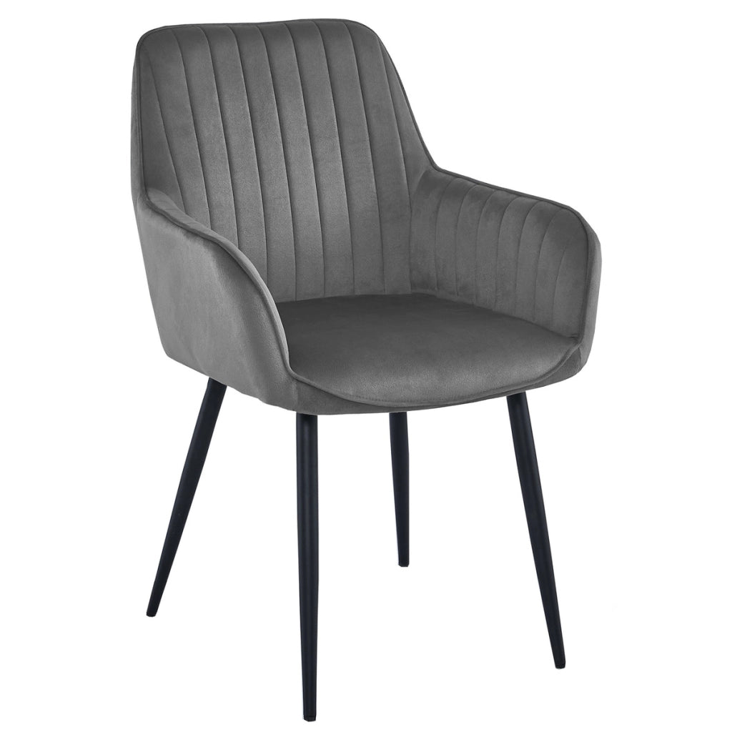 Sedia Solden in velluto grigio scuro con gambe nere