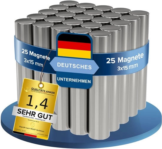 Magnetodi Neodymium con diametro 3x15mm, forza di attrazione 0,5 kg, magneti per whiteboard, pannelli magnetici e uso industriale