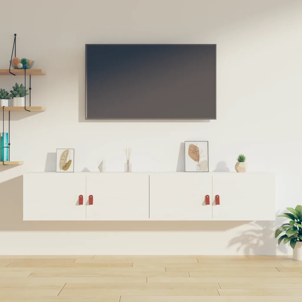 Pensili 2 pz Bianchi 80x30x30 cm in Legno Massello di Pino CFW5869882