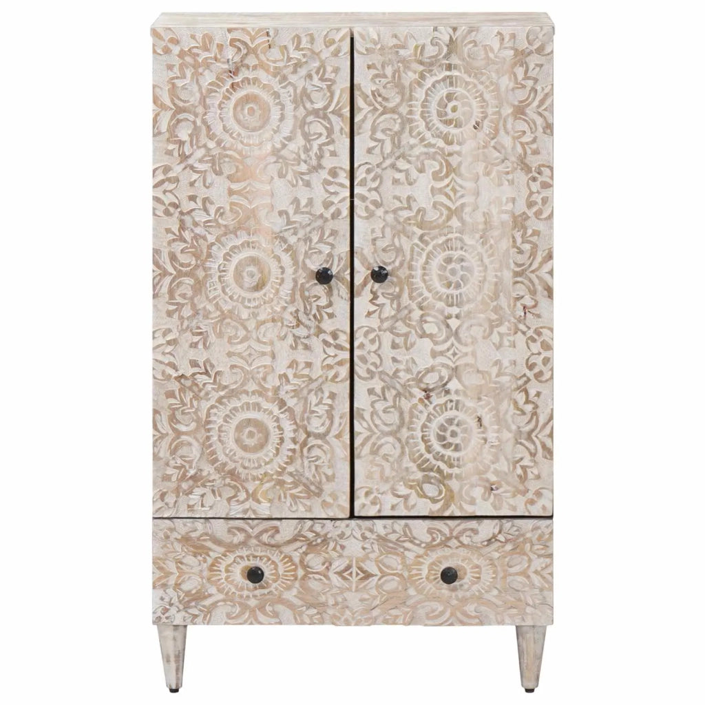 Mobile Alto Bianco 60 x 33,5 x 100 cm Legno di mango massello 4018398