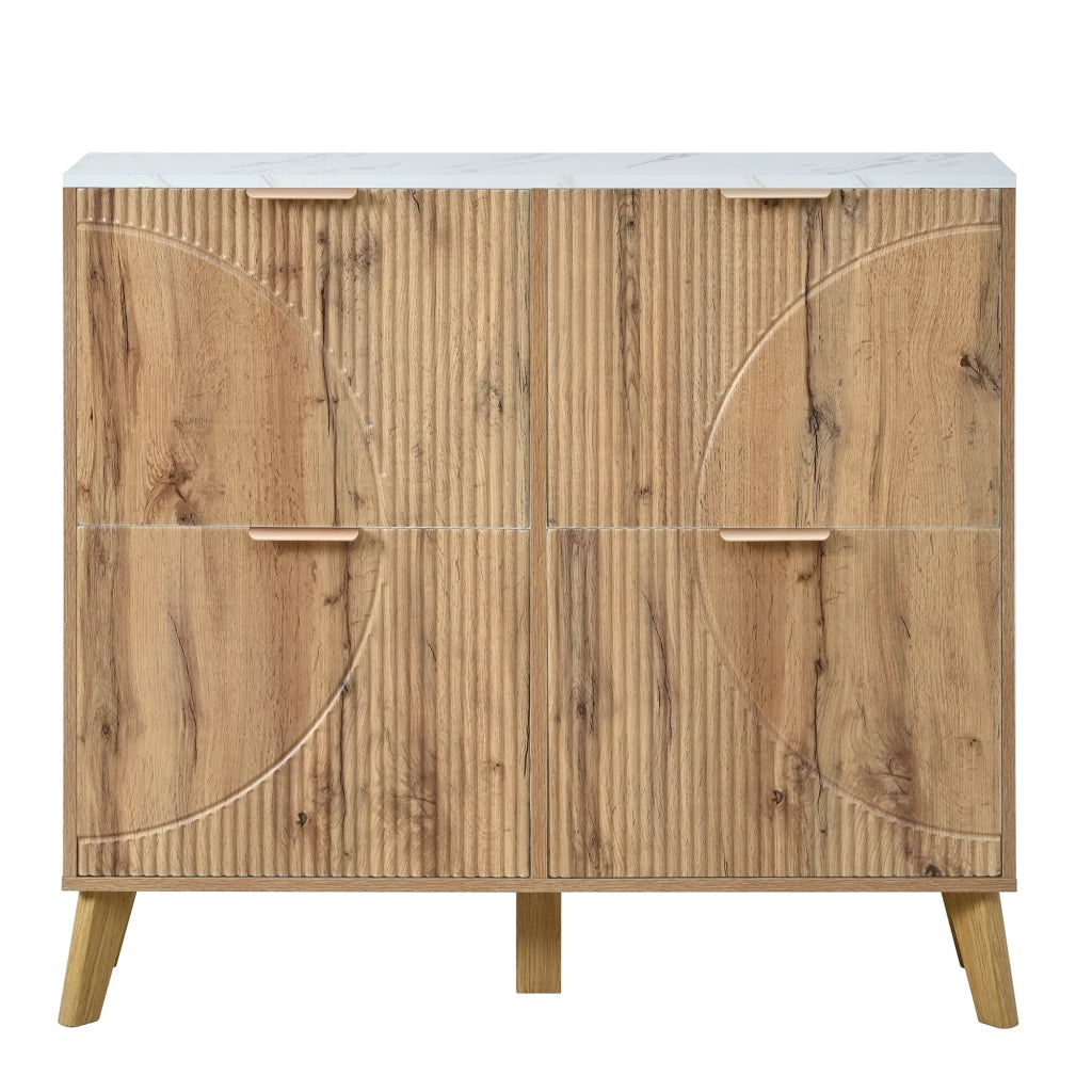 Scarpiera con Ante a Ribalta in Legno ¨C Xylo ¨C Piano in Marmo, Gambe Massello, 4 Ante