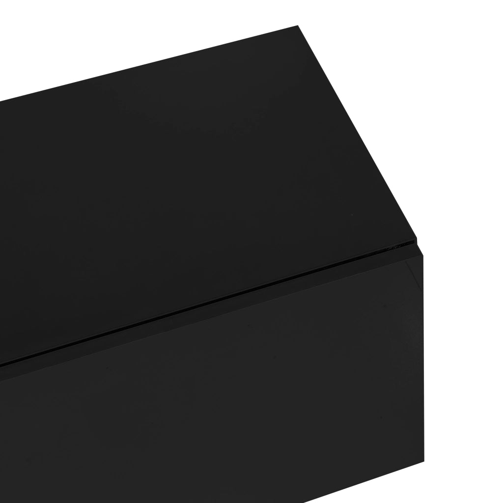 OKWISH Set di Mobile TV e Tavolino da Salotto, con 4 Ante, 2 Cassetti e Cerniere Ammortizzate, MDF Nero