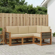 Set di divani da esterno 4 pz Naturale e Beige Poliestere 3385169