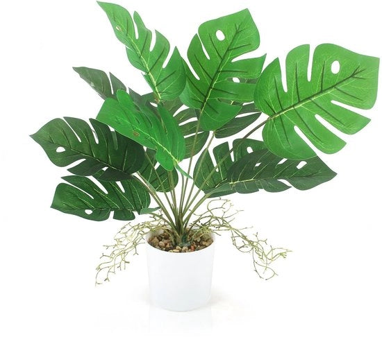 Monstera Kunstplant Decorativa - 45 cm Alto - Pianta in Plastica - Ideale per Decorazione Interna e Esterna