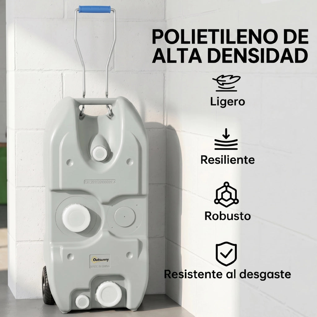 Tanica Portatile Acqua 40 Litri con Ruote e Rubinetto ¨C zephmum ¨C Grigio 37x23x80 cm