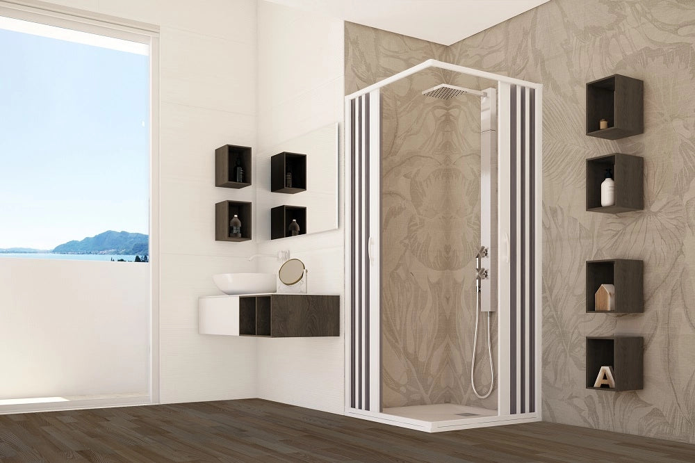 Box doccia apertura centrale a pacchetto pvc bianco h.185cm MITE 80-60x100-80cm