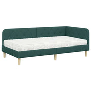 Letto singolo | Letto per adulti | Cornice del letto ad angolo Verde Scuro 100 x 200 cm Tessuto