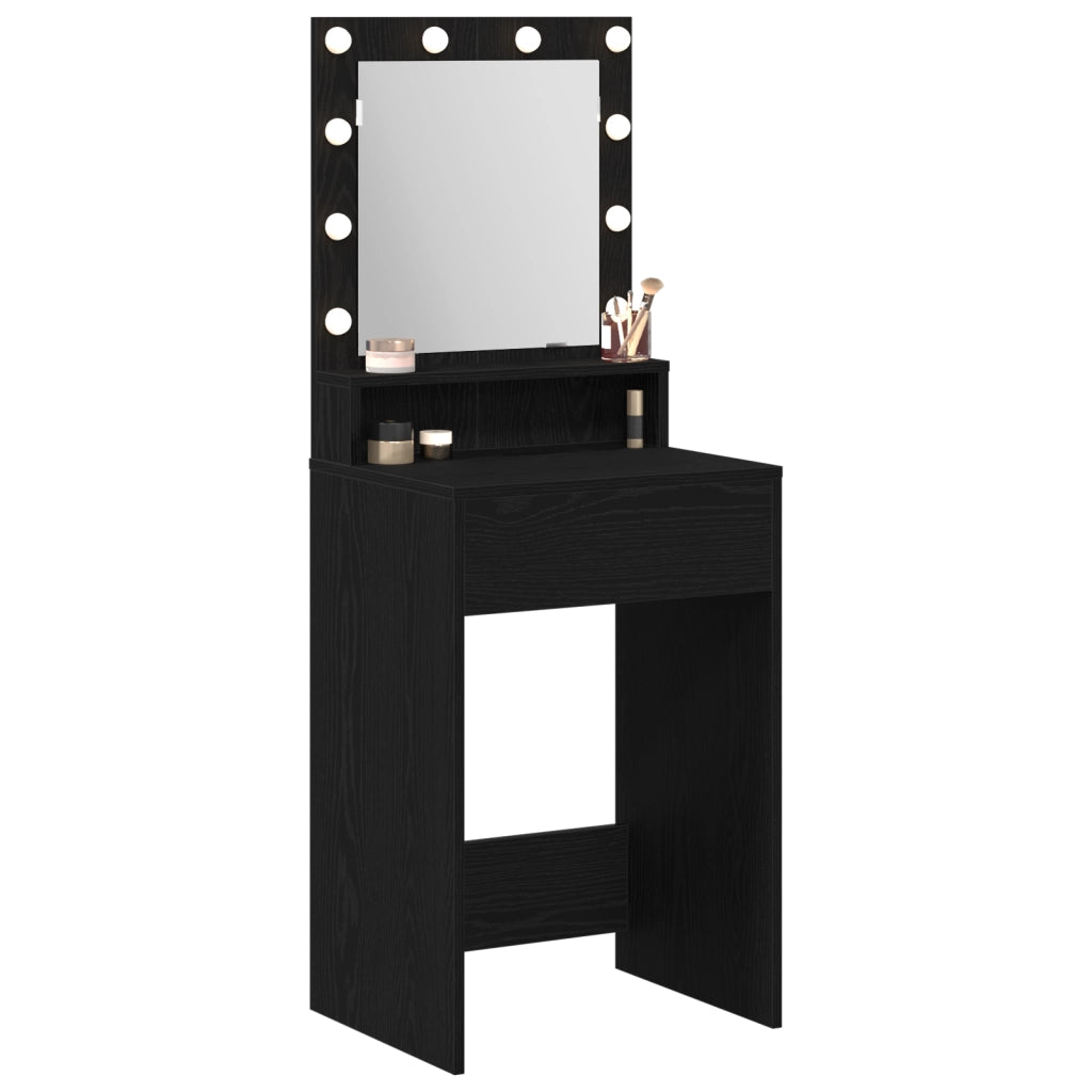 Toeletta  con luci LED Rovere Nero 50x41x135 cm