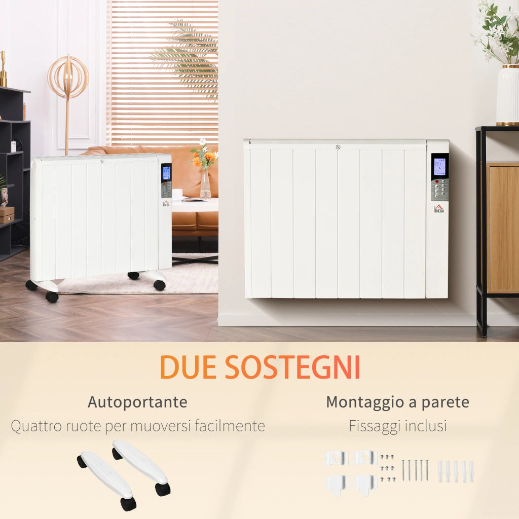 Stufetta Elettrica da 1000/2000W con Timer e Impostazioni di Calore per Stanze max 15 m2, 75x31x66.5 cm, Bianco
