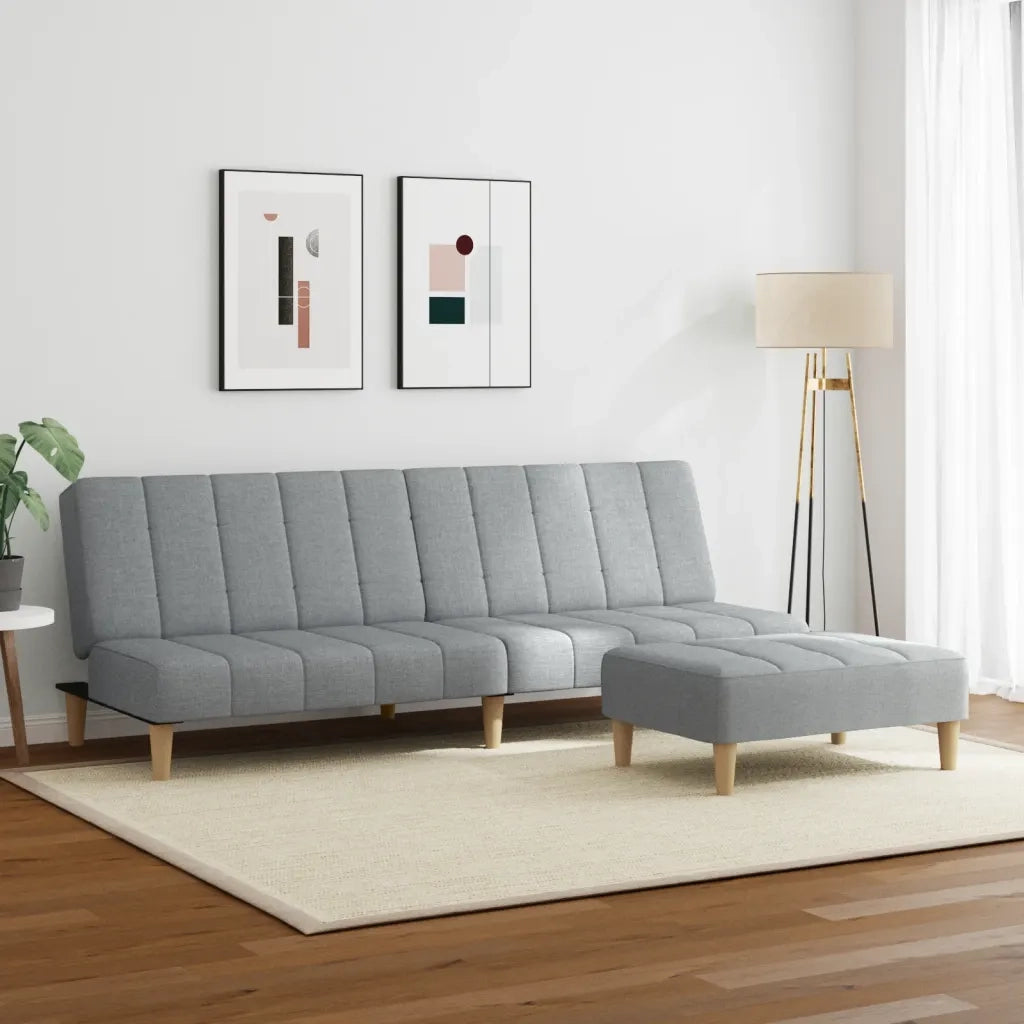 Divano Letto a 2 Posti con Poggiapiedi-Sofa Letto 2 Posti-Daybed Grigio Chiaro in Tessuto 762911