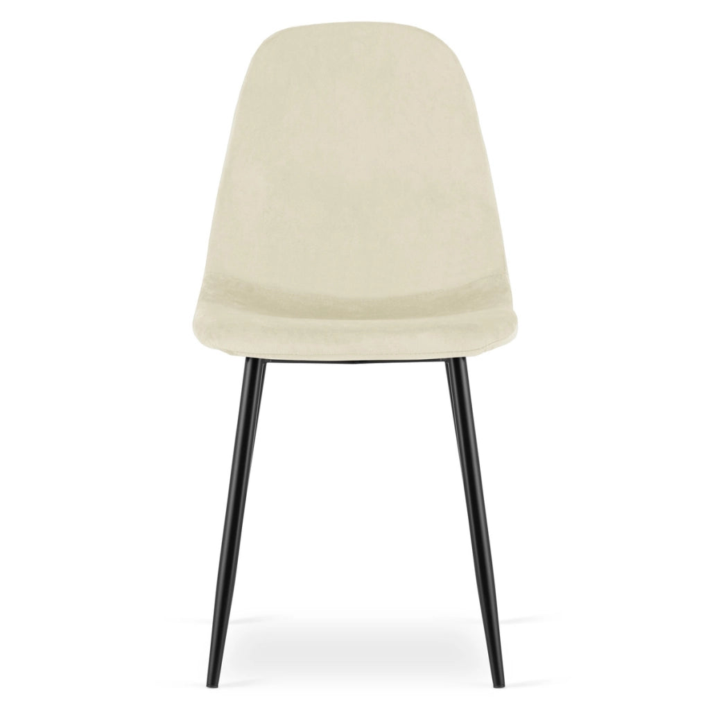 Set di 2 sedie Como in velluto beige con gambe nere