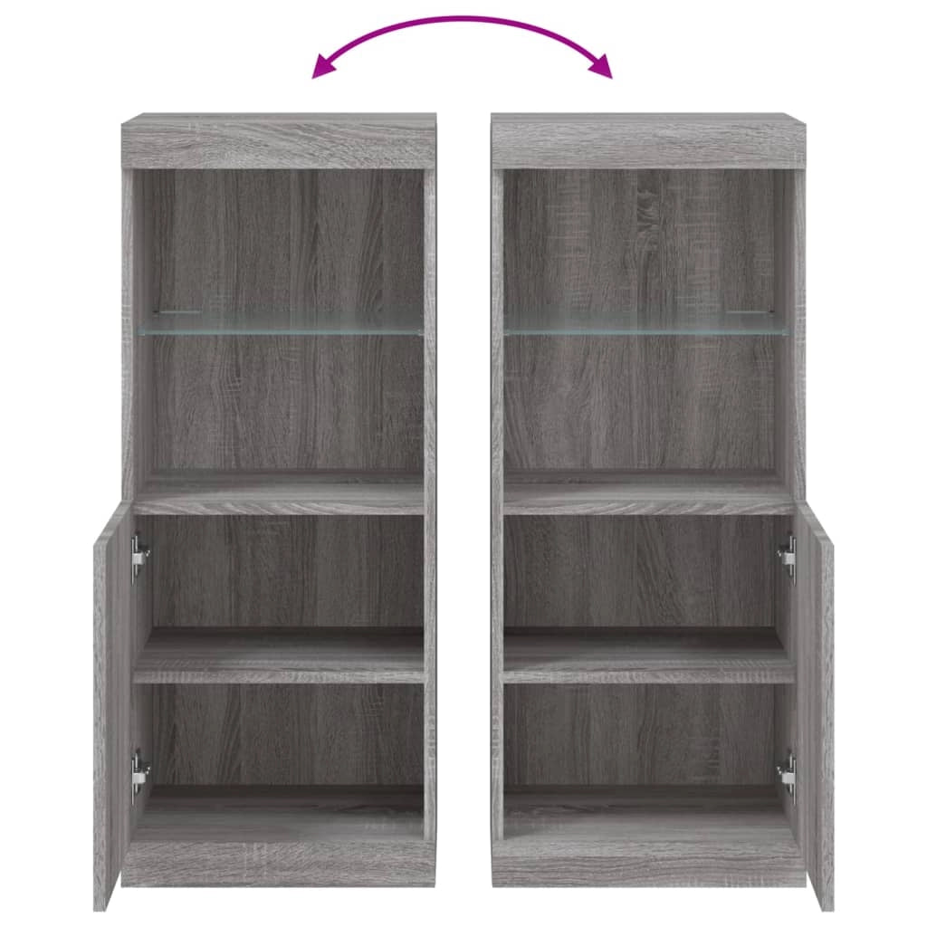 Buffet credenza cassettiera armadio mobile contenitore organizer per cucina soggiorno salotto con luci LED Sonoma 41 x 37 x 100 cm grigio 02_0030074