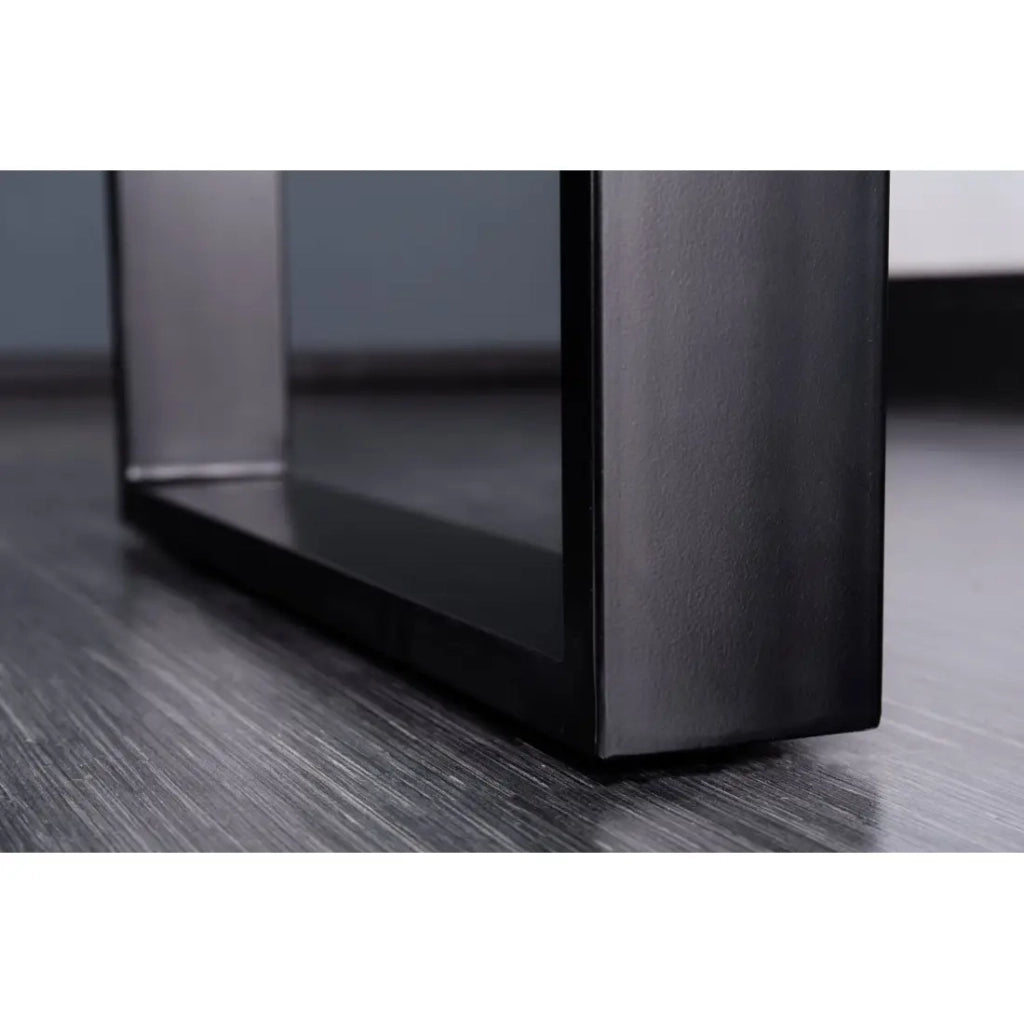 Tavolo da pranzo LODEN 200 cm – Piano in legno massello di sheesham verniciato – Gambe a U in metallo nero