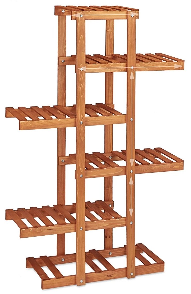 Scala portafiori in legno per piante 5 livelli marrone chiaro 2213013/3