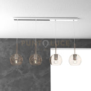 SOSP. CROMO RETTANGOLARE 4 LUCI VETRI TUTTI PICCOLO AMBRA 1155CR-S4 RP-AM