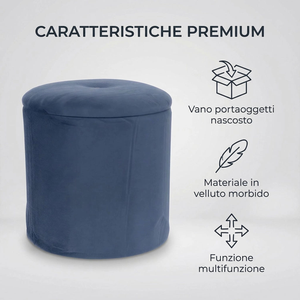 Marvin Pouf Contenitore in Velluto Selina Sgabello Salvaspazio con Vano Portaoggetti Seduta Moderna Elegante per Soggior