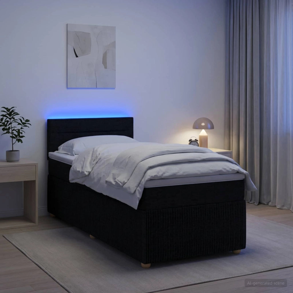 Letto box spring con materasso Nero 100 x 200 cm Tessuto 3452857