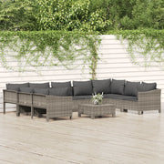 Set Divani da Giardino 10 pz con Cuscini in Polyrattan Grigio 3187305
