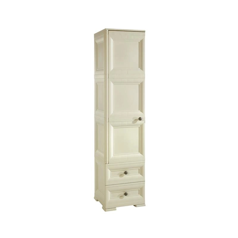 ARMADIO CON APPENDIABITI ANGORA 40X43X164 CM – MOBILE VERTICALE CON RIPIANO E 2 CASSETTI PER ORGANIZZAZIONE CAMERA E INGRESSO