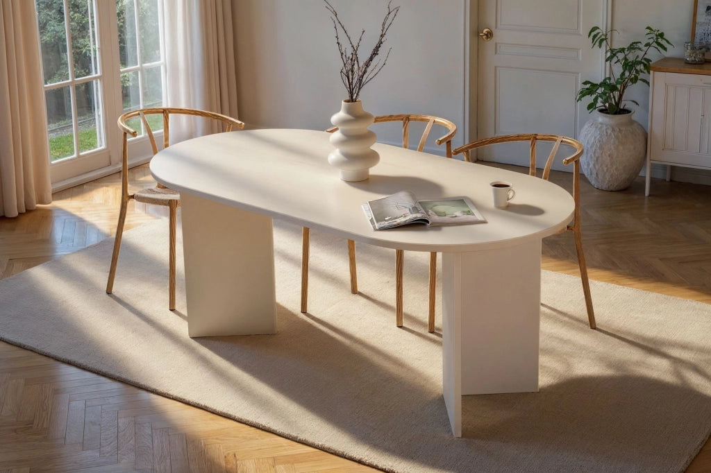 Tavolo da pranzo in legno "Sablin" - 180 x 89 x 75 cm - Legno bianco