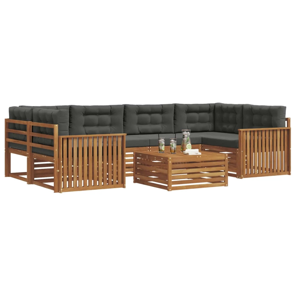 Set di divani da esterno con cuscino 7 pcs Naturale e Antracite
