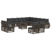 Set Divano da Giardino 14 pcs Grigio e Grigio Scuro polyrattan 3435584
