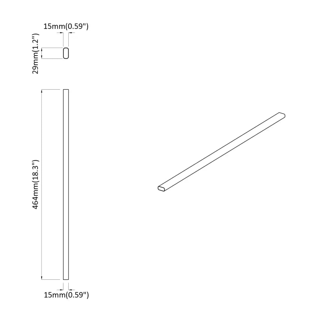 Asta per armadio 12 pz Argento 464 x 15 x 29 mm CFW1750156
