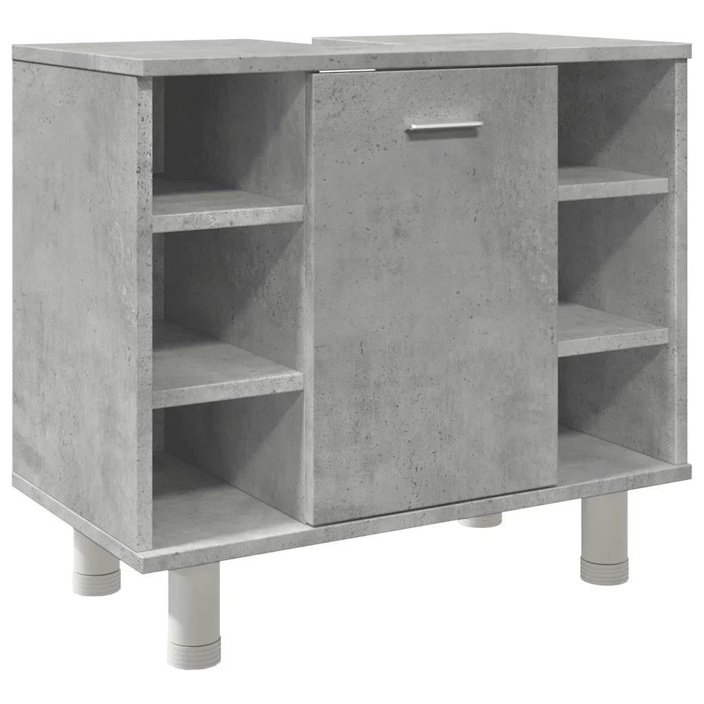 Mobiletto da bagno salvaspazio di design 60 x 32 x 53,5 cm realizzato in legno composito color grigio cemento 02_0050776