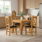 Set da pranzo 5 pz Nero Legno di Quercia Massello 3430346
