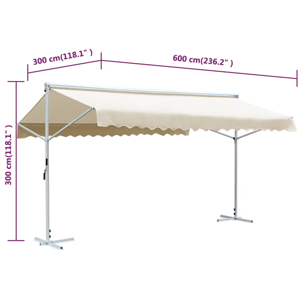 Tenda Parasole con Piedistallo 600x300 cm Crema 145884