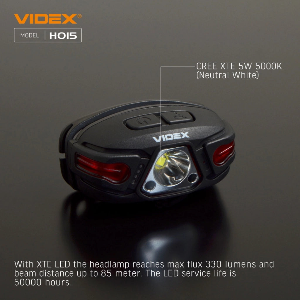 Torcia frontale Videx VLF-H015 ricaricabile 330lm 85m IP67
