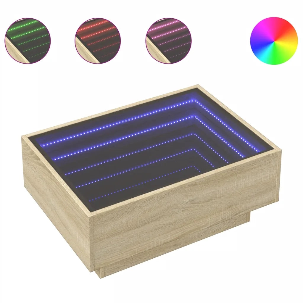 Tavolino Salotto con LED-Tavolino da soggiorno-Tavolo Rovere Sonoma 70x50x30 cm Multistrato