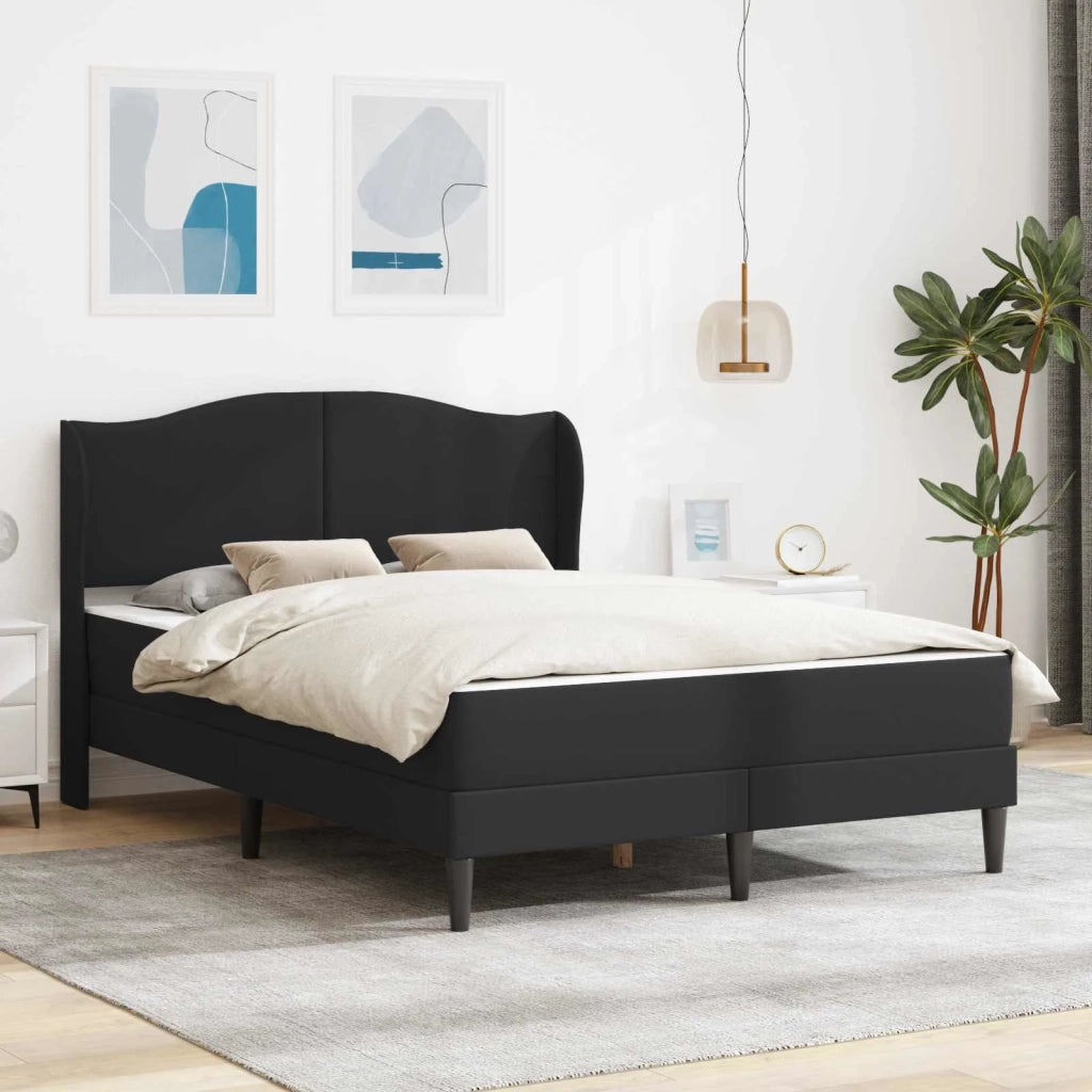 Struttura del letto con testiera Nero 140 x 190 cm Similpelle