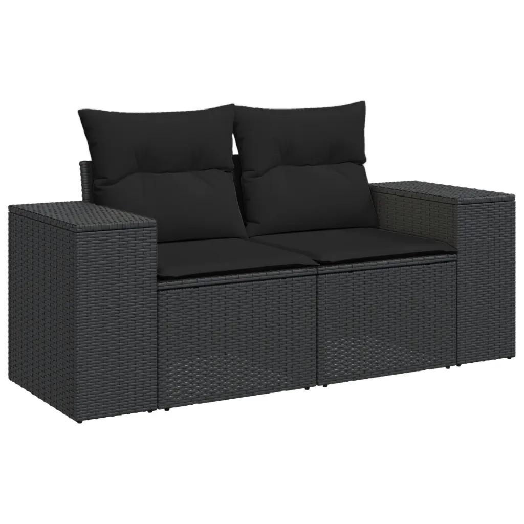 Set Divani da Giardino con Cuscini 7pz Nero Polyrattan 3222804
