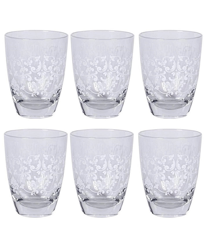 MAURY'S SET 6 BICCHIERI PRINCESS CON DECORO BIANCO