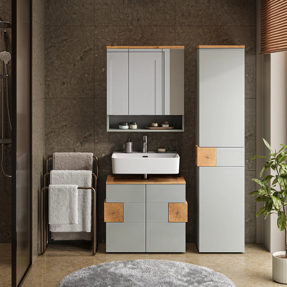 Vicco Set di mobili da bagno Grigio 3 parti