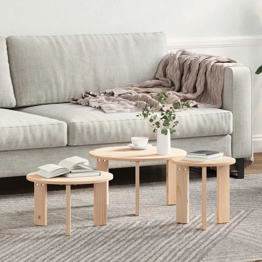 vidaXL Tavolino da salotto 3 pcs Naturale 47.5 x 47.5 x 27 cm