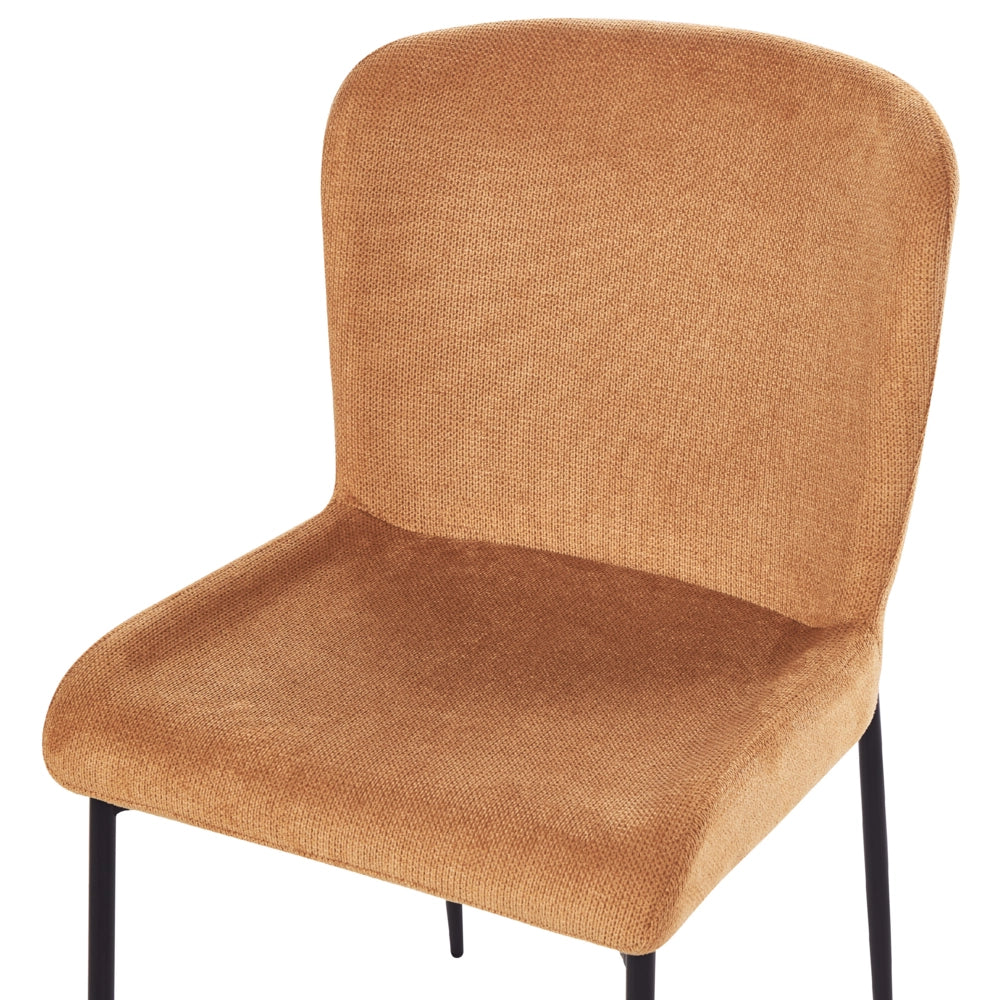 Set di 2 sedie da pranzo in tessuto poliestere con texture a maglia arancione soggiorno e camera da letto