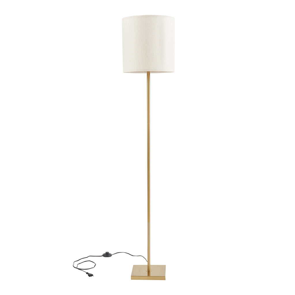 Lampada da Terra Fildholm con Paralume Cilindrico Piantana Alta 157 cm Effetto Ottone / color Lino lux.pro