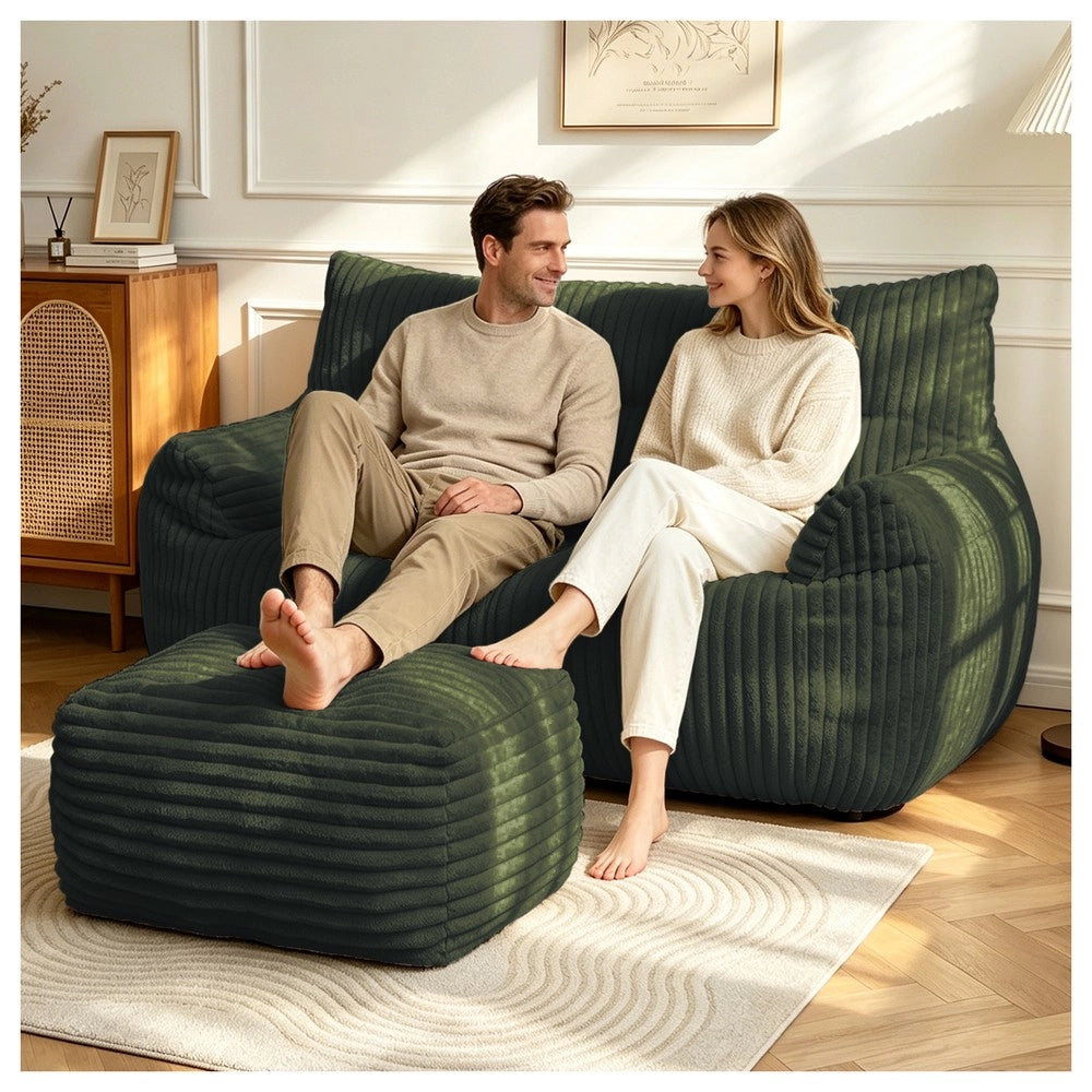 Poltrona Sacco Doppia con Pouf ¨C MINIMAL ¨C Tessuto, Soggiorno e Camera
