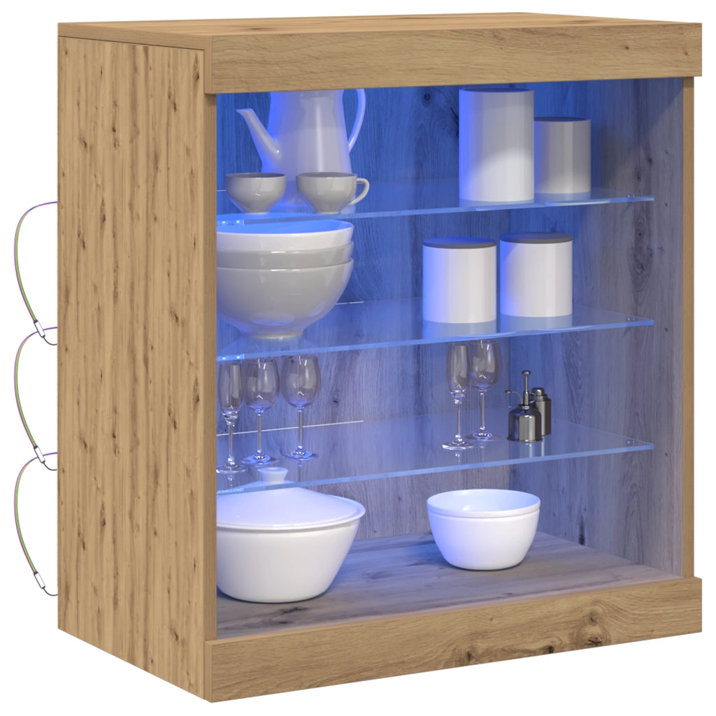 Sideboard  con luci LED Rovere Artigianale 60,5x37x67 cm