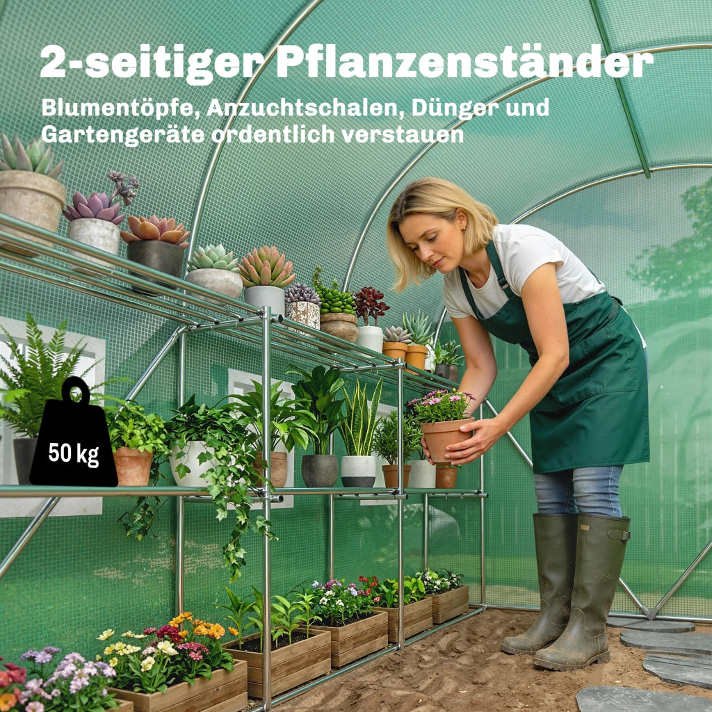 Serra da giardino pieghevole con scaffali e 6 finestre ¨C zephmum ¨C 2,7x2x2 m