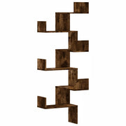 Scaffale Angolare a Muro | Mensola a parete Rovere Fumo 45x45x147 cm Multistrato