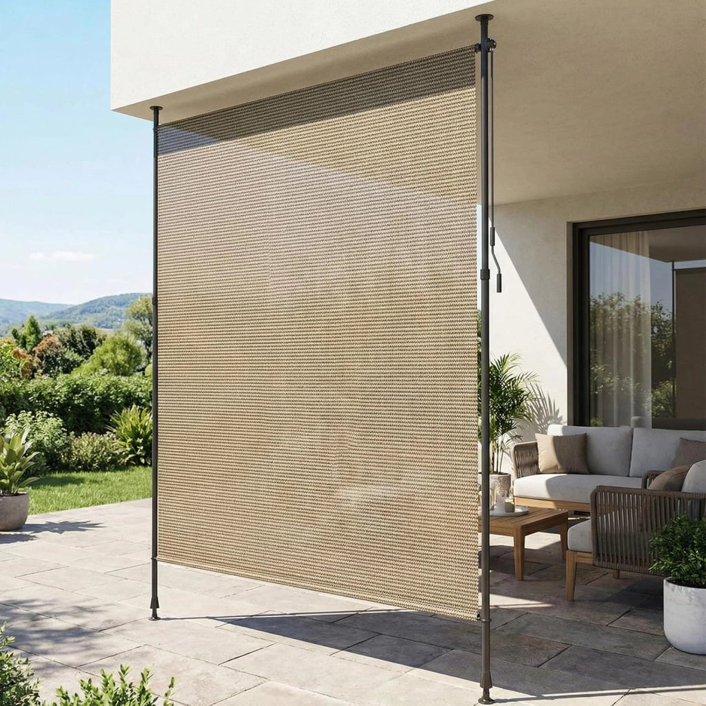Tenda Verticale HDPE 200×310 cm Marrone, Tenda a Pinza Estensibile, Senza Forare, Privacy, Protezione Solare UV, Antivento, Resistente Alle Intemperie - per Balcone, Giardino, Terrazza