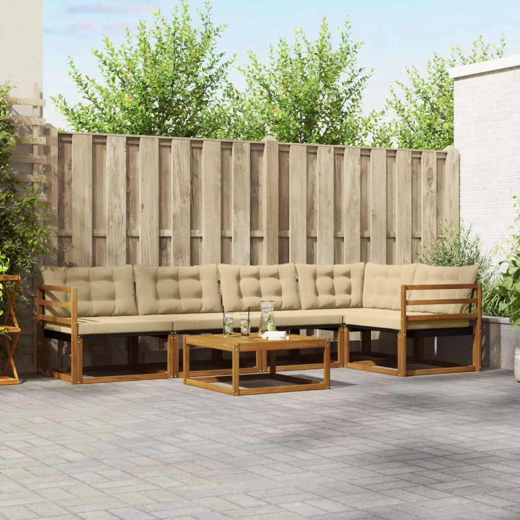 Set di divani da esterno con cuscino 6 pcs Naturale e Beige