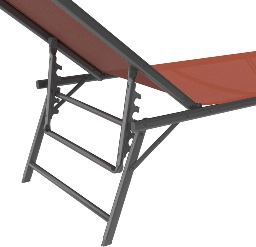 Set di 2 sedie da Giardino reclinabili Kailua in Acciaio Grigio Antracite e Tessuto Terracotta