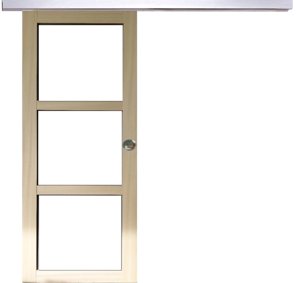 Porta scorrevole in legno Ayous Vetro trasparente H204 x L73 + Binario in alluminio e 2 gusci senza maniglia